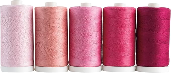 Connecting Threads 100% Cotton Thread Sets - 1200 Yard Spools (Set of 5 - Rosy Glow)