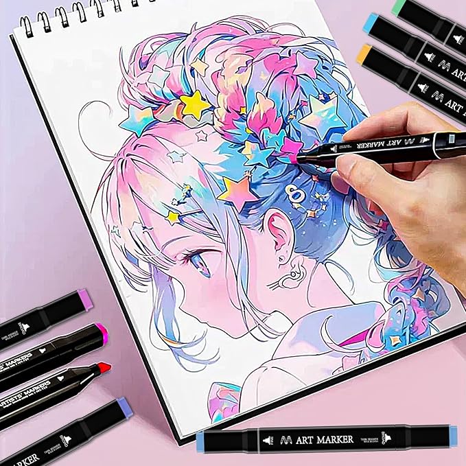 Alcohol Markers, 48 Colors Dual Tip Art Markers Set for Kids Adult Coloring, Sketching Drawing Permanent Coloring Marker, Alcohol Based Marker Artist Pens With Carry Case (48)