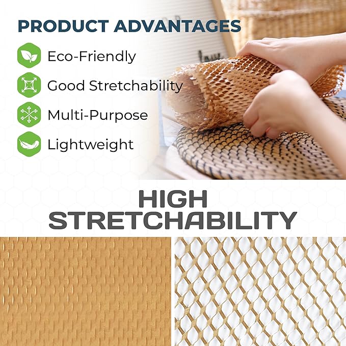 HexcelPack Mini Packing Station – 15" Wide Tabletop Honeycomb Packing Paper Roll Dispenser, Kraft Wrapping Paper Holder, Manual Wrapping Station for Small Business - Dispenser Only