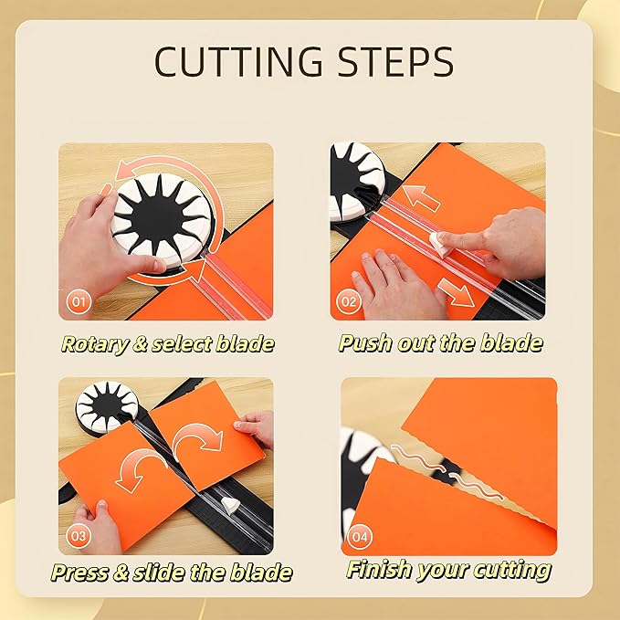 Paper Craft Edge Cutter, 12 in 1 Paper Cutter, Rolling Paper Cutter with 12 Cutting Types, Multifunctional Paper Cutter Machine with Measurements for Scrapbooking (BLK)