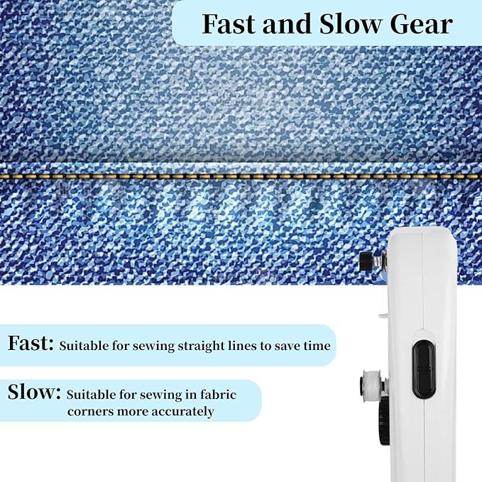 Handheld Sewing Machine, Mini Sewing Machine Portable for Beginners, Dual Speed Mode + Dual Power Supply, Easy to Operate, Suitable for DIY, Home, Travel