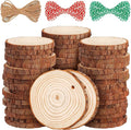 54Pcs Wood Slices, LOOFORE 2.4"-2.8" Unfinished Natural Wood Rounds with Pre-drilled Hole, for Burning Painting DIY Crafts Christmas Ornaments Party Wedding Decor