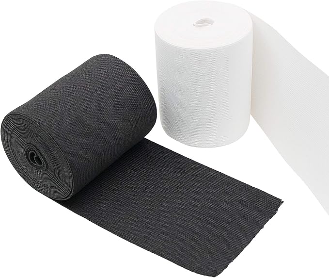 4 Inch Elastic Band for Sewing, Crafts, DIY, High Elasticity, (White 5yards, Black 5 Yards)