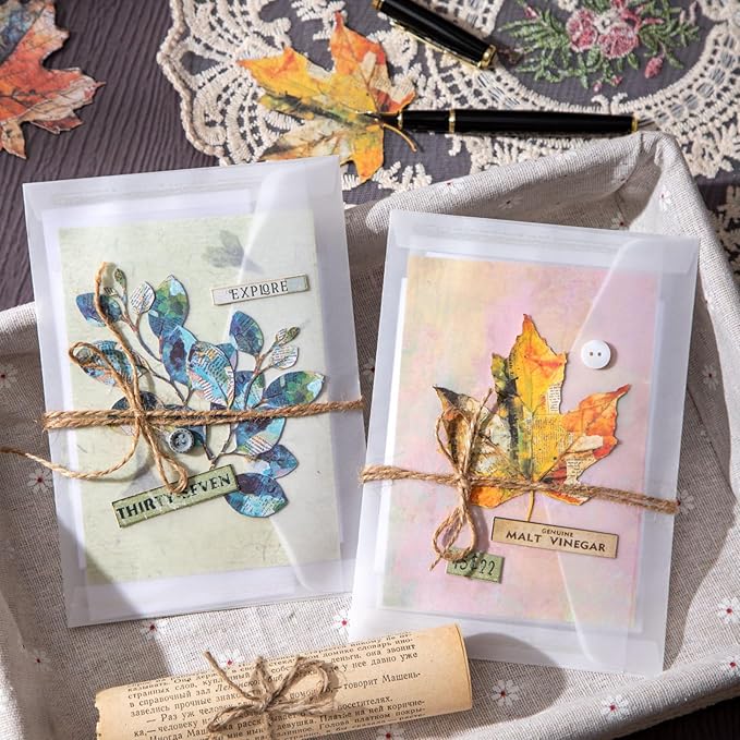 60 PCS Vintage Hard Card Flower Leaf Mushroom Butterfly Stickers, Aesthetic Decorative 3D Simulation Scrapbook Stickers for DIY Diary Junk Journal Handbook Journaling Scrapbooking Supplies Kit
