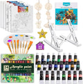 koseibal Acrylic Art Set with 24 Acrylic Paints, 8 DIY Wooden Stencils 5 Canvas Panels 8 Brushes, Table Easel, Etc, Painting Supplies Kit for Kids Students Artists and Beginner
