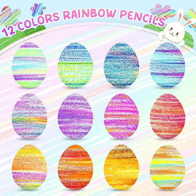 Stocking Stuffers for Kids, Art Supplies, Stocking Stuffers, Colored Pencils, Teen Girl Gifts Trendy Stuff, 12 Rainbow Pencils, Gifts for 6-12 Year Old Girl, Arts and Crafts for Kid Ages 8-12