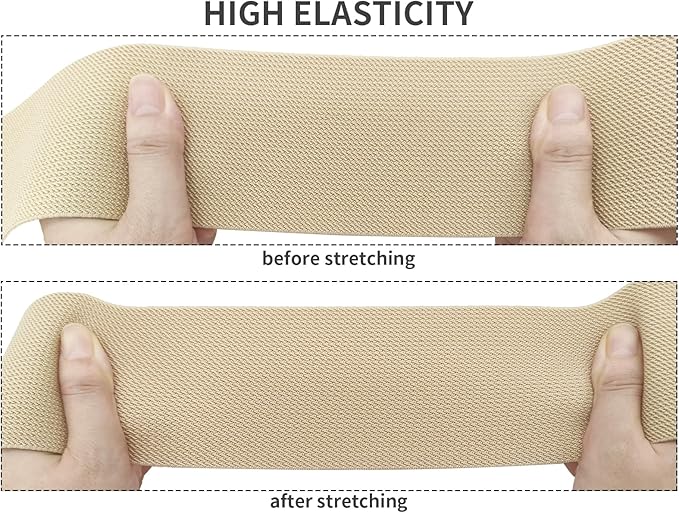 Khaki Wide Knit Elastic Band for Sewing 3 inch 5yards Double-Side Twill Woven Elastic Heavy Stretch Elastic Spool Band for Sewing Pants Waist-Wigs-Skirts-Craft-DIY Projects
