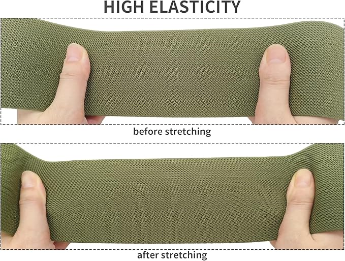 Olive Green Wide Knit Elastic Band for Sewing 3 inch 5yards Double-Side Twill Woven Elastic Heavy Stretch Elastic Spool Band for Sewing Pants Waist-Wigs-Skirts-Craft-DIY Projects