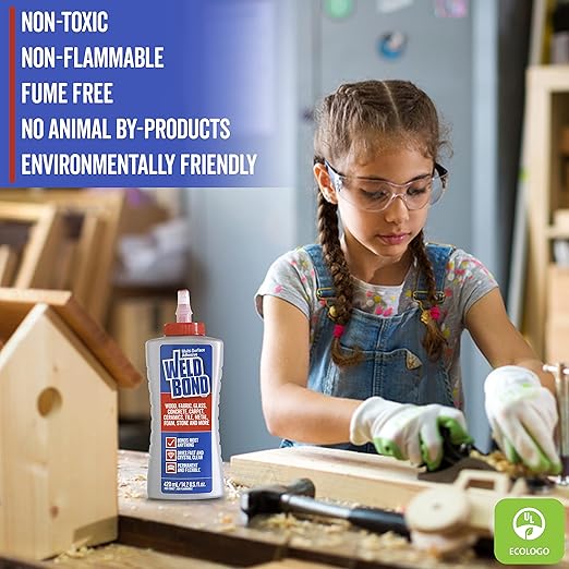 Weldbond Wood Glue for Furniture Heavy Duty, Wood Glue for Woodworking, Bonds Most Anything Including Glass Crafts Ceramic Tile Mosaic Stones Pottery Jewelry & More. Non-Toxic PVA 5.4 oz / 160ml
