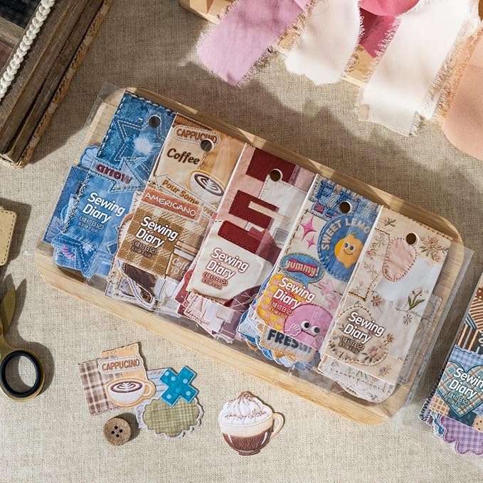180 Pieces Vintage Sewing and Embroidery Themed Stickers, Aesthetic Decorative Hard Card Scrapbook Stickers for Journals, Crafting, Art Projects, Phone Case, Laptop, Journal Album Decoration