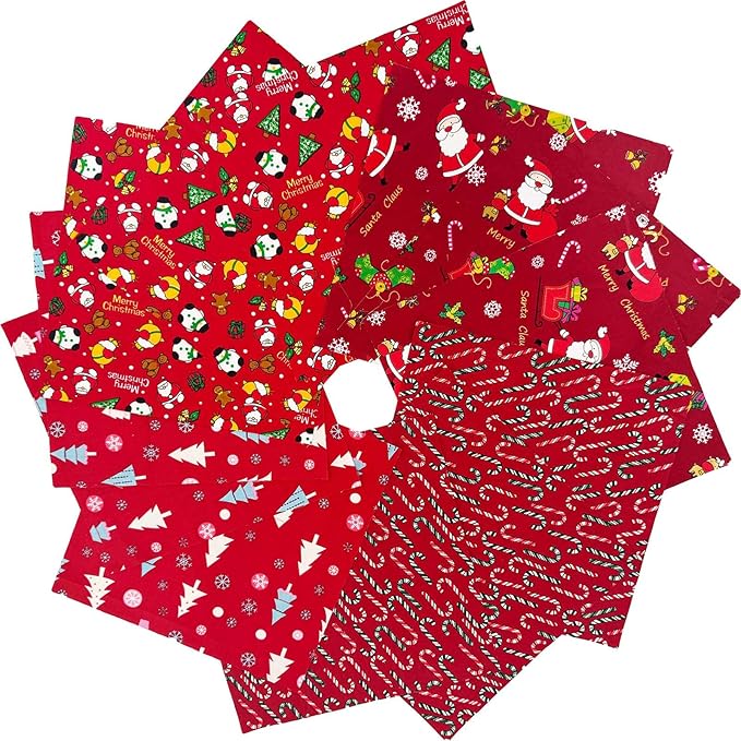 Christmas Layer Cake Fabric Bundles,10x10 Inch Precut Quilting Squares,100% Cotton Craft Fabric with 14 Holiday Patterns(42Pcs)