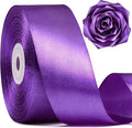 1-1/2 Inch Wide Purple Satin Ribbon, 50 Yards Solid Polyester Fabric Ribbon for Roses Making, Gift Wrapping, Valentine's Day, Wedding Decorations, Crafts, Bows, Flower Bouquets