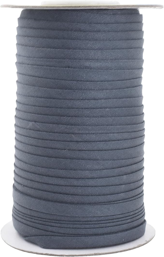 Mandala Crafts 55 Yards 1/4 Inch Dim Gray Double Fold Bias Tape for Sewing - Bias Binding Tape for Quilting Binding, Hemming, Seam, and Fabric Piping