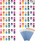 12 Pack 168 Pcs Mini Acrylic Paint Set with Brushes for Kids Adults Craft Paints, 12 Colors Washable Acrylic Paint Strips for Home Classroom Birthday Party DIY Favors