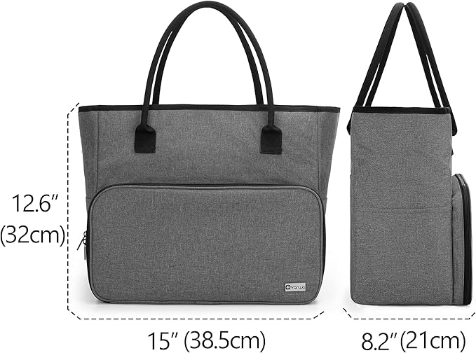 Yarwo Knitting Crochet Bag, Yarn Storage Tote Bag for WIP Projects, Yarn Skeins, Crochet Hooks and Knitting needles, Christmas & New Beginnings Gifts for Women, Gray (Bag Only, Patent Pending)