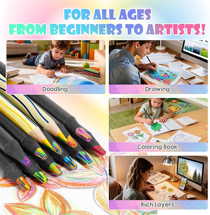 12 Colored Pencils Valentines Day Gifts for Kids Teen Girls Adult, Rainbow Pencils Party Favors Art Supplies Drawing Pencil, Back to School Gift, Easter Basket Gifts for Kids 8-12 Year Old