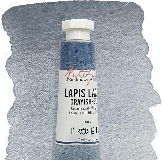L'oeil (Genuine Minerals) Professional Artist Grade Extra Fine Handmade Watercolor 15ml Paint Tube, 5 Fl Oz, Natural Granulation, Rich Colour Luminosity, Lightfast Non-fading, Archival Quality (Lapis Lazuli Grayish)