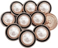 PEPPERLONELY 10PC Faux Pearl Metal Buttons for Clothing, Jeans, Crafts, Pants, Blazer, Sewing, Jacket, Jewlery Making (Gold/Black, 25mm)