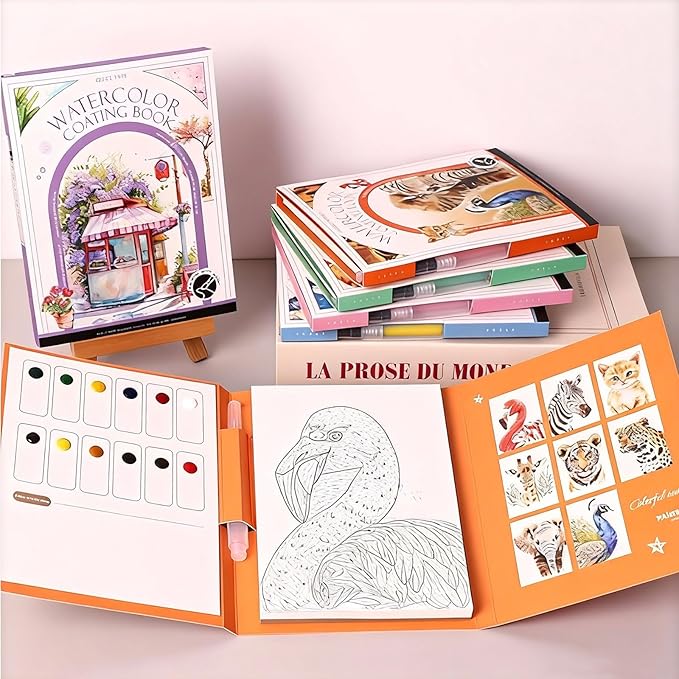 Watercolor Kit, Creative Stress Relief Kit Watercolor Painting Book, Water Colors Paint Adult Set, DIY 3-Fold Watercolors Pad for Beginners and Enthusiasts (Aa)