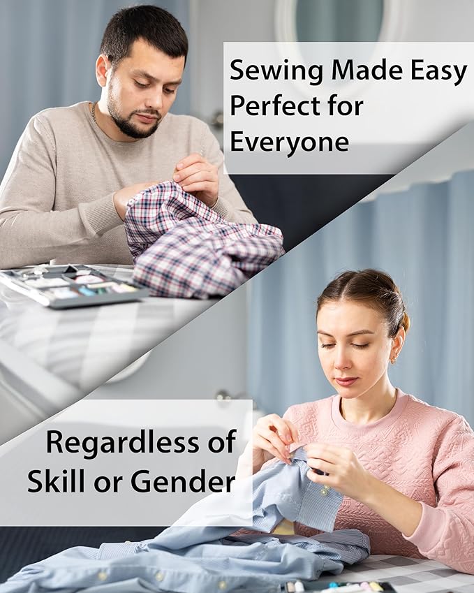Beginner Hand Sewing Kit with Portable Case – Sewing Supplies for Adults & Kids – 22 Thread Spools, Needles, Scissors, Thimble, Measuring Tape & More – Perfect for Home, Travel & Emergency Repairs