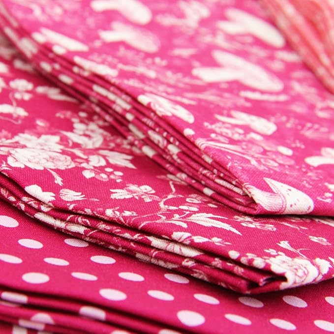 Threadart Exclusive 20 Fat Quarter Bundles - Pink Vintage Prints 100% Cotton Fabric - Premium 100% Cotton Quilting Fabric - No Duplicates - Full Size Fat Quarters 18"x21" - Pink