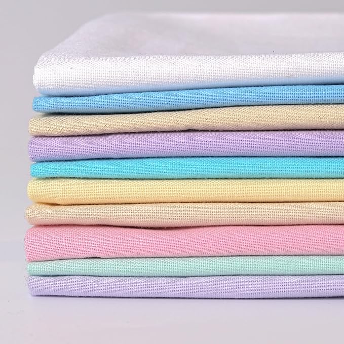 18 * 21inch Cotton Fabric Premium,11 Options Solids, 10PCS Solid Precut Fabric Pure Quilting Fat Quarter Bundles Patchwork for Sewing DIY Craft (Macarone)