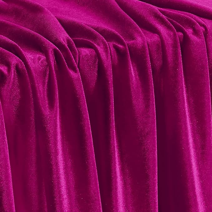KKJIAF Hot Pink Stretch Velvet Fabric 60 Inch Wide, 2 Yard Soft Stretchy Fabric for Sewing Clothes, Apparel, Costume, Crafts - 90% Polyester 10% Spandex