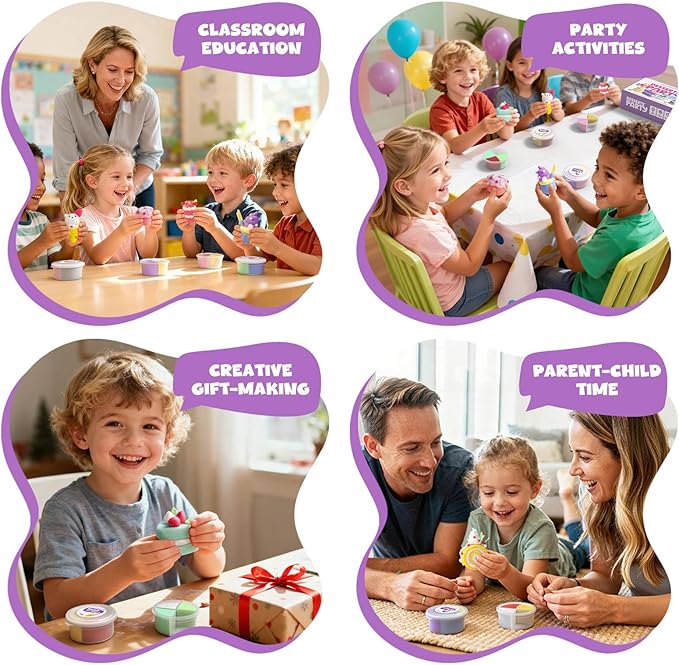 Air Dry Clay for Kids,12 Desserts Theme Party Foam Clay,Ultra Light Modeling Clay Kit, DIY Art and Home Party Favors for Boys & Girls (Dessert)