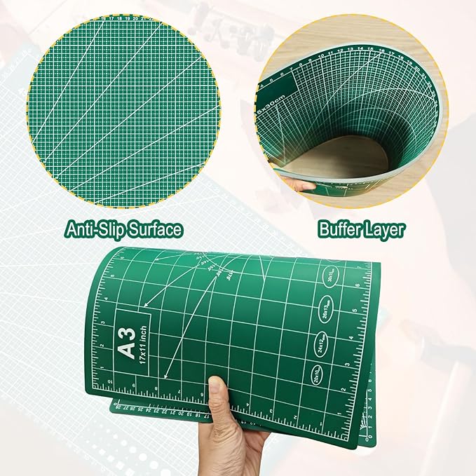 5 PCS Self Healing Cutting Mat 12" x 18": Sewing Rotary Cutting Mat for Crafts and Fabric Sewing Scrapbooking Quilting and Precision Cutting (5, Green)