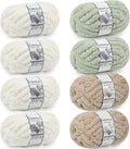 Chunky Yarn for Hand Knitting - #10 Chunky Chenille Yarn, Jumbo Big Thick Chunky Yarns for Crocheting, Super Bulky Chunky Knit Blanket Yarns, 8 Skein (25yd, 8oz/Skein), Cream & Sage & Khaki