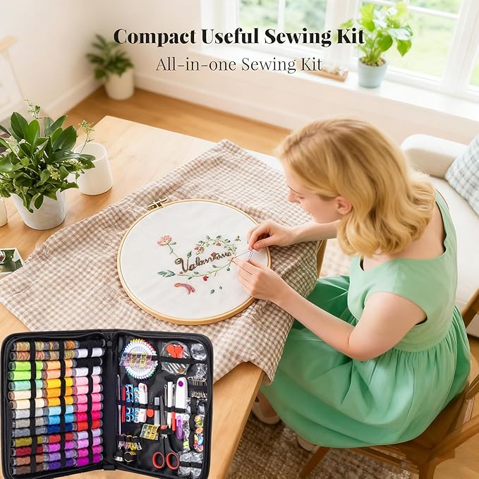 ZYNYXY 202 PCS Sewing kit, 43 Sewing Thread Spools with Needles, Scissors, Sew Accessories, DIY Sewing Supplies Gift for Beginner and Professional for Worker