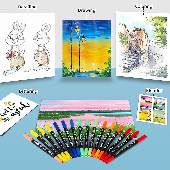 200 Colors Dual Tip Markers Brush Pens, Fine & Brush Tip Art Markers for Adult Coloring Book Drawing Calligraphy, Colored Pens Christmas Gifts Stocking Stuffers for Teen Art Supplies