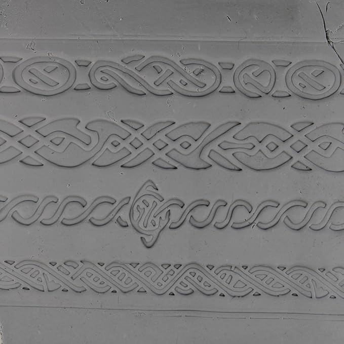 Stone Knot Clay Texture Roller (4") - Seamless Border Set #01 - Embossing Pattern Roller for Polymer & Ceramic Clay, Pottery & Crafts