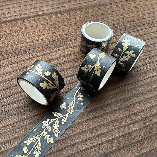 YUBX Vintage Washi Tape Set 6 Rolls Wide Retro Decorative Gold Foil Antique Patterns Masking Tapes for Arts, DIY Crafts, Journals, Planners, Scrapbook, Wrapping