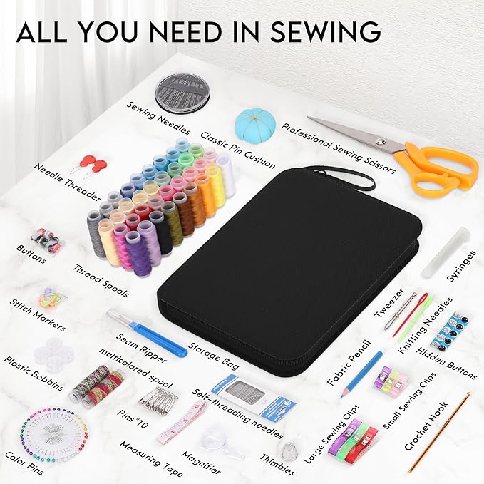 Coquimbo Sewing Kit Gifts for Grandma, Mom, Adults, Kids, Beginner, Home Traveler, Emergency, Professional Sewing Supplies with Tailor Scissors, 38XL Thread, Soft Tape Measure, Sewing Needles etc