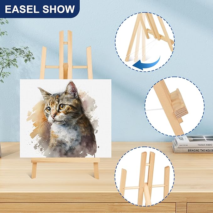 ESRICH 10pcs 17 Inch Tabletop Easels,Wood Easel for Painting,Tripod, Paint Party Easel, Kids Student Desktop Easel for Painting,Paint Easel for Canvas Paint