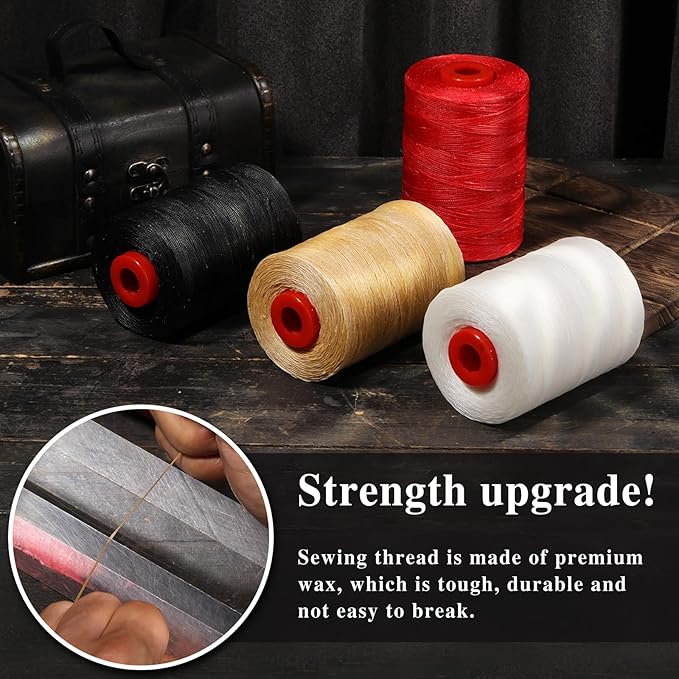 BUTUZE Waxed Thread, 880Yards Leather Thread for Hand Sewing, 210D Flat Waxed Cord for for Book Binding, Sewing Shoes,Leather Craft, Bracelet Making -Black