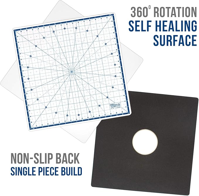 U.S. Art Supply 18" x 18" Self-Healing Cutting Mat 7-Ply - Rotary White/Blue Craft Mat, Non-Slip Cutting Mats for Crafts, Sewing, Quilting, Scrapbooking
