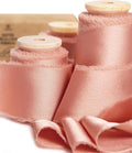 Vitalizart Pink Silk Satin Ribbon 1-1/2 inch x 15 Yard Rose Gold Handmade Frayed Ribbons for Gift Wrapping Baby Shower Wedding Bridal Bouquets Holiday Decor