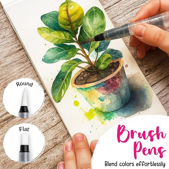 100 Watercolor Paint Set - Water Colors Paint for Kids, Adult, Beginners, Professional Artists | Watercolor Palette with Paper, Brushes, Pen | Travel Painting Kit, Art Supplies for Adults
