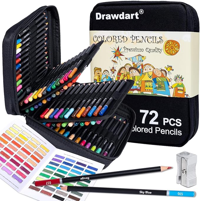 Colored Pencils for Adult Coloring, 72-Color Professional Soft Core Drawing Sketching Shading Pencils Set with Zipper Case, Coloring Pencils for Adults, Artists, Professionals and Colorists