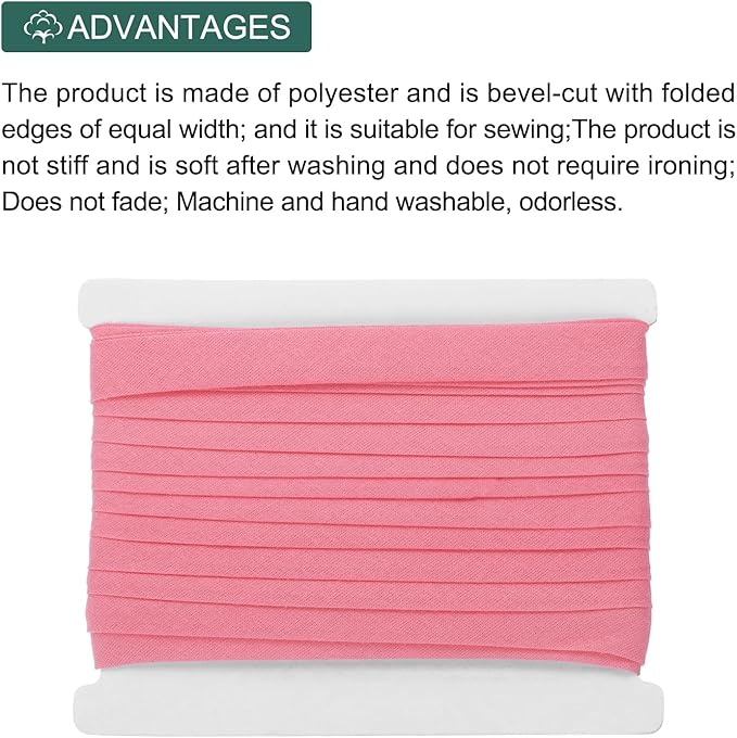 MECCANIXITY 1/2 Inch Double Fold Bias Tape Continuous Bulk Cotton Bias Tape for Sewing Seaming Quilting Hemming Binding Crafts (Bright Red 6 Yards)