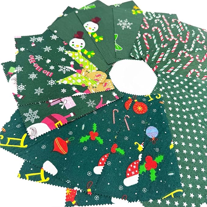 Christmas Charm Pack Fabric Squares,5x5 Inch Pre-Cut Quilting Bundle with Holiday Festival Patterns for Quilting, Sewing, DIY Christmas Crafts(42Pcs)