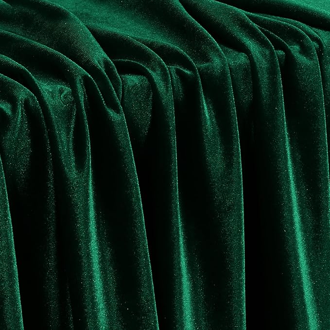 KKJIAF Hunter Green Stretch Velvet Fabric 60 Inch Wide 1 Yard, Soft Stretchy Fabric for Sewing Clothes, Costume, Apparel, Crafts - 90% Polyester 10% Spandex