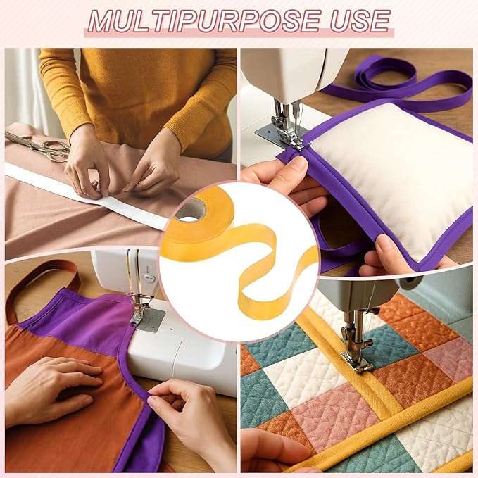 M METERXITY 1-Pack Extra Wide Single Fold Bias Tape, 1 Inch x 55 Yards Satin Bias Tape for Sewing/Seaming/Quilting/Hemming/DIY Crafts/Quilt Binding [Yellow]