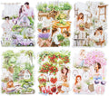 Garden Girl Sticker Set, 120PCS PET Vintage Nature Stickers for Journaling, Scrapbooking, Planner Supplies and DIY Crafts
