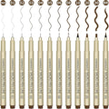 Brown Micro Pens, 12 Sizes in 0.23mm - 5mm, Waterproof Archival Ink, Fine Point Pen for Artist Illustration, Sketching, Anime, Manga and Technical Drawing