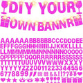 175Pcs DIY Glitter Customizable Banner Kit Custom Banner DIY Happy Birthday Letters Personalized Banners Decor for Christmas Baby Shower Birthday Party Decorations Supplies(Glitter Rose Pink)