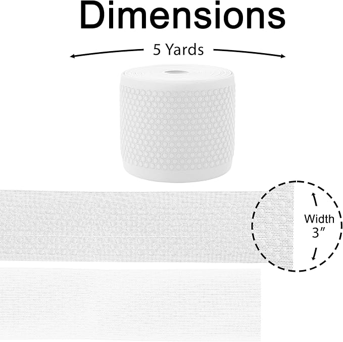 Mandala Crafts 3 Inch Elastic Silicone Gripper Tape for Clothing - 10 Yds Dotted Non Slip Elastic Band for Sewing - Black and White Silicone Flat Fabric Stretchy Ribbon Straps