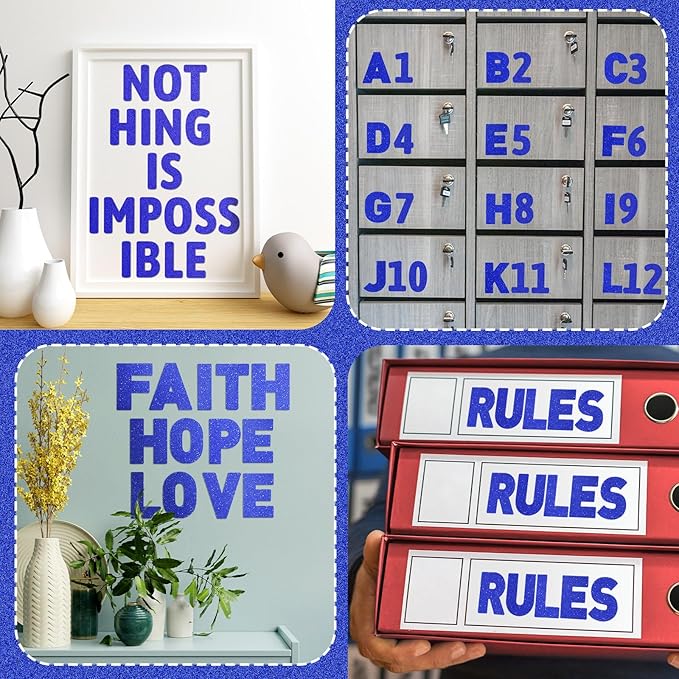 Harloon 232 Pcs 24 Sheets Large Glitter Letter Stickers Big Font Alphabet Letter Self Adhesive Letters Kit Mailbox Stickers for Mailbox Bulletin Boards Classroom Home(Blue,2.5 Inch)